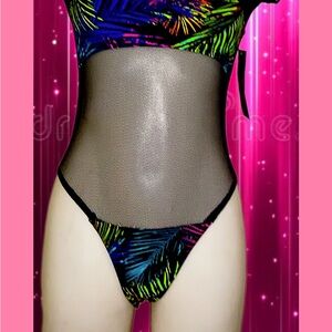 Tropical Mesh Cutout Swimsuit